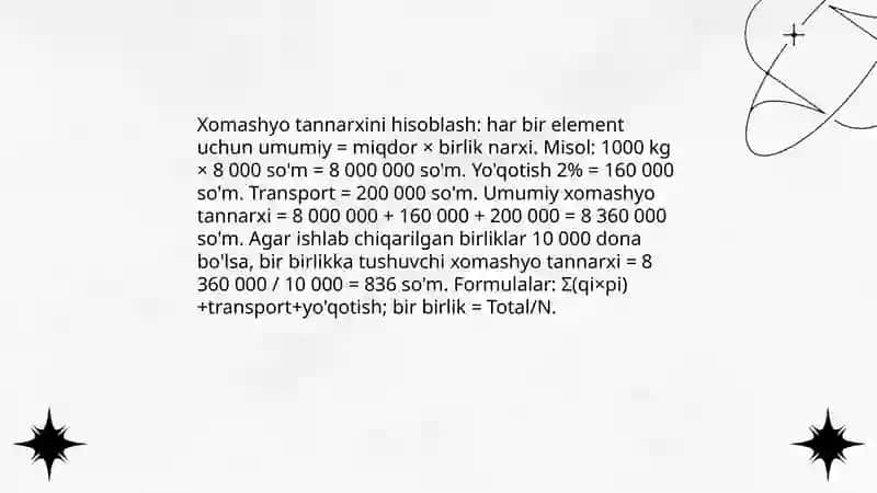 Mahsulot ishlab chiqarish tannarxi va uni sotish hisobi 4