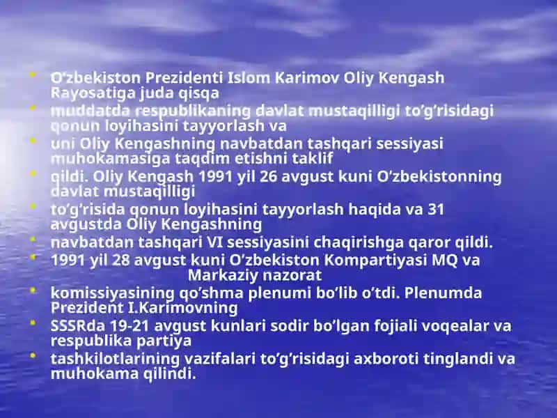O’zbekistonmustaqilligininge’lonqilinishi 4