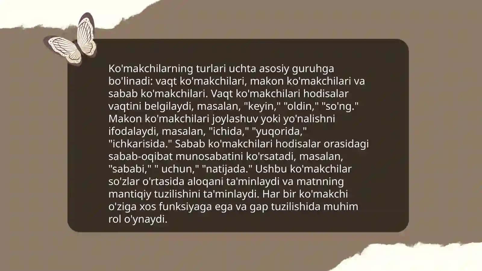 Shevalarda yordamchi so'zlar 4