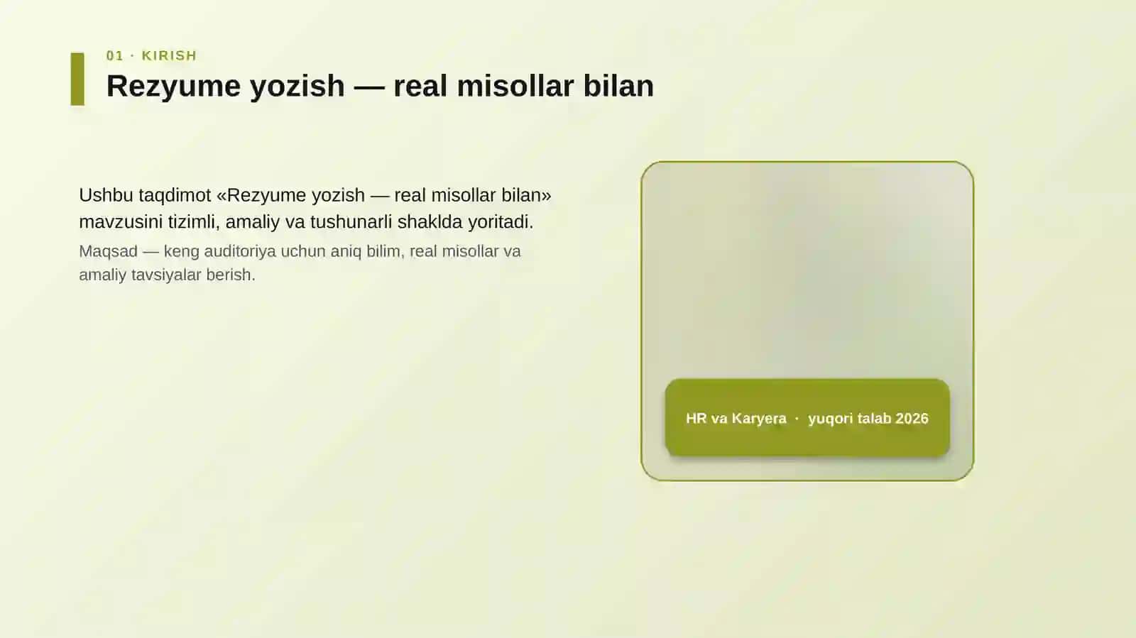 Rezyume yozish — real misollar bilan 4