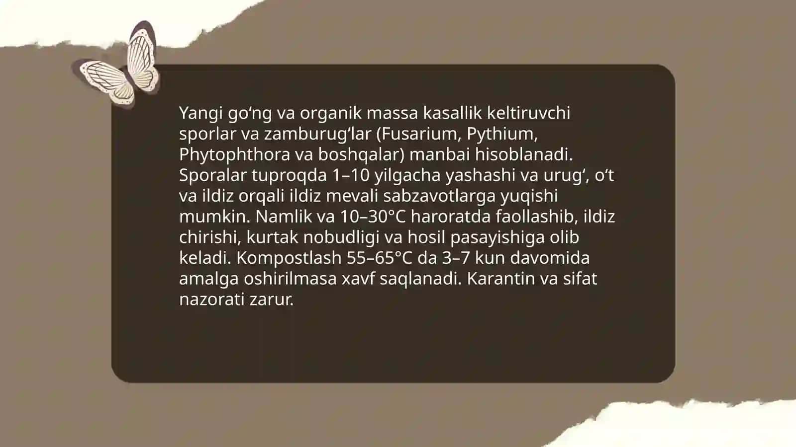 Ildiz mevali sabzavotlar yetishtiriladigan yerlarga organik o'g'itlarni solinmaslik sabablari 4