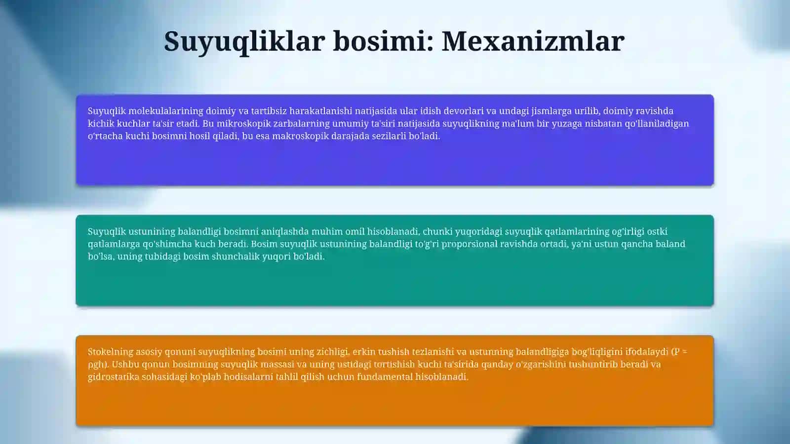 Suyuqlik va gazlar. Bosim 4
