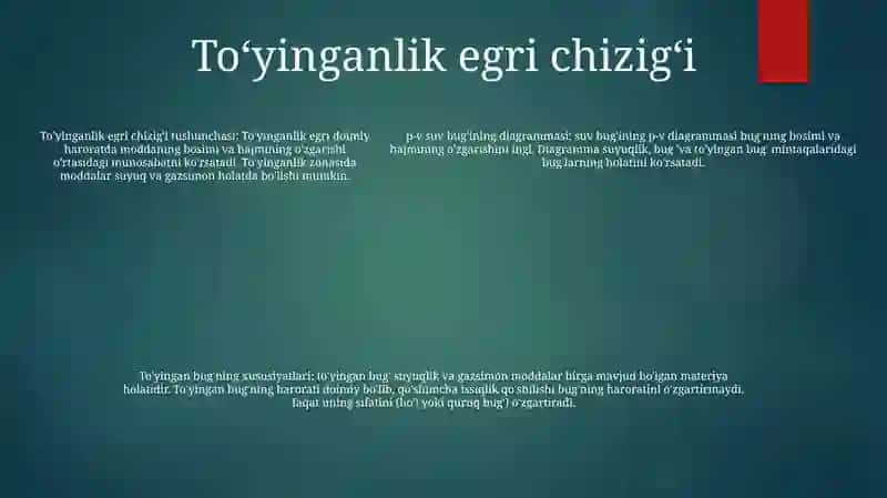 Suv BugʻIning Pv Diagrammasi Taqdimot 4