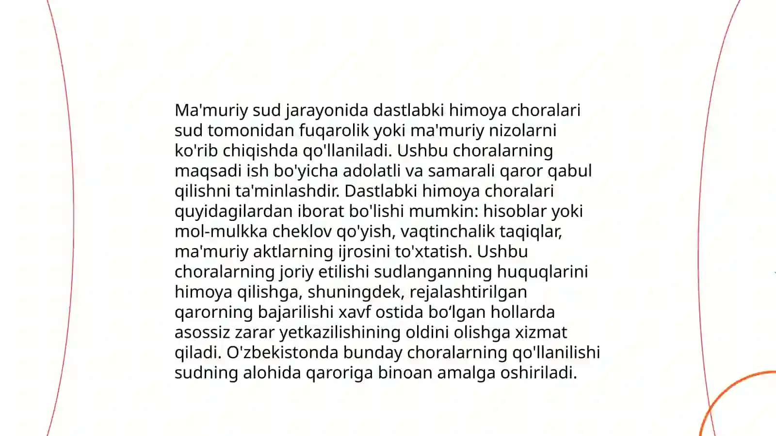 Ma'muriy sud ishlarini yuritishda dastlabki himoya choralari, dalillar va isbotlash 4