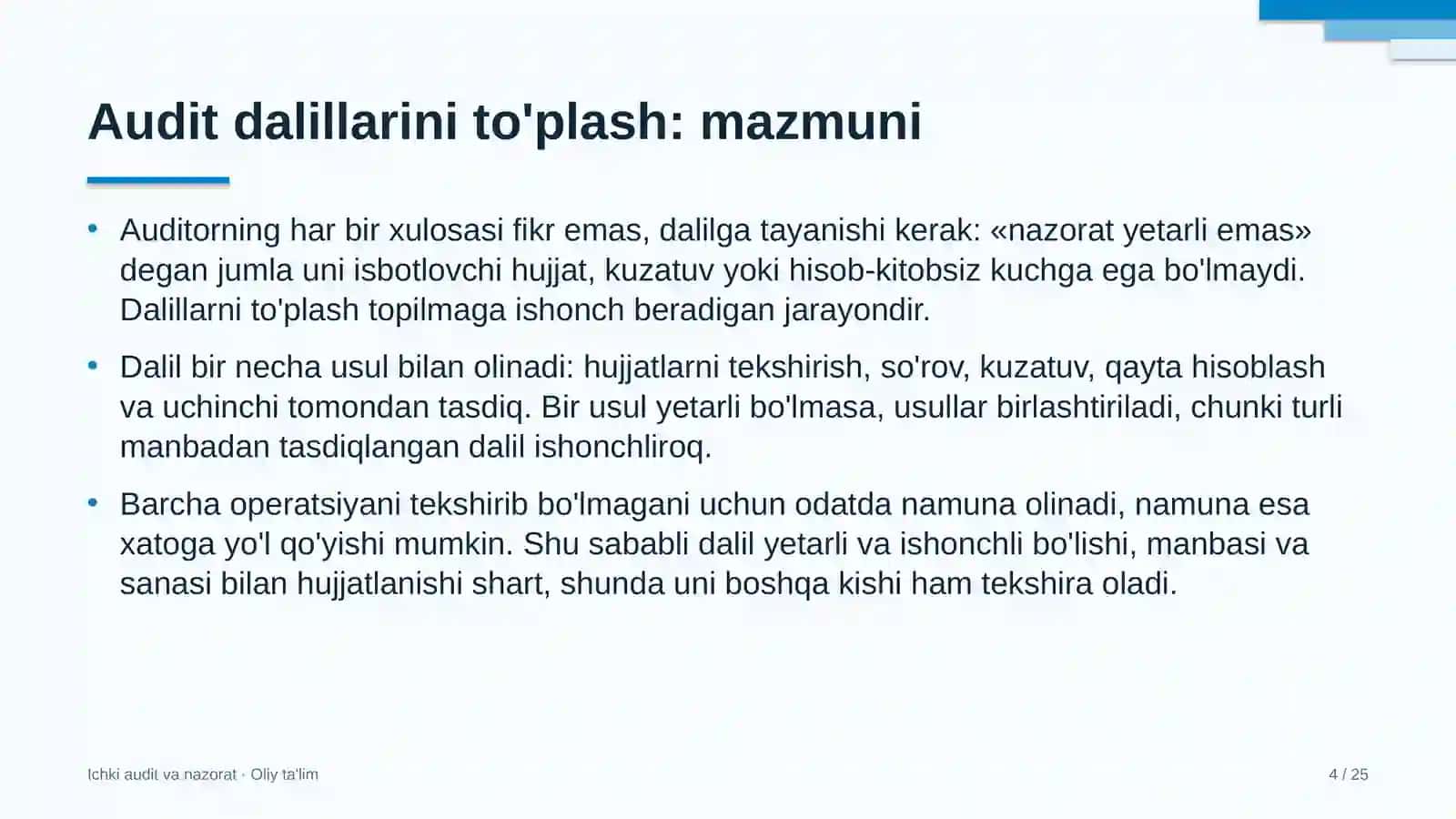 Atom energetikasida audit dalillarini to'plash 4