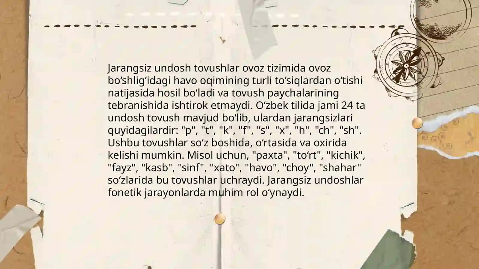 Jarangli va jarangsiz undoshlar 4