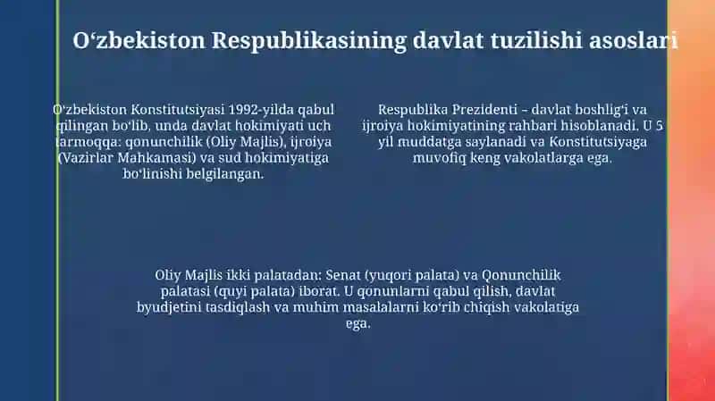 O'zbekiston Respublikasining ma'muriy-hududiy va davlat tuzilishi 4