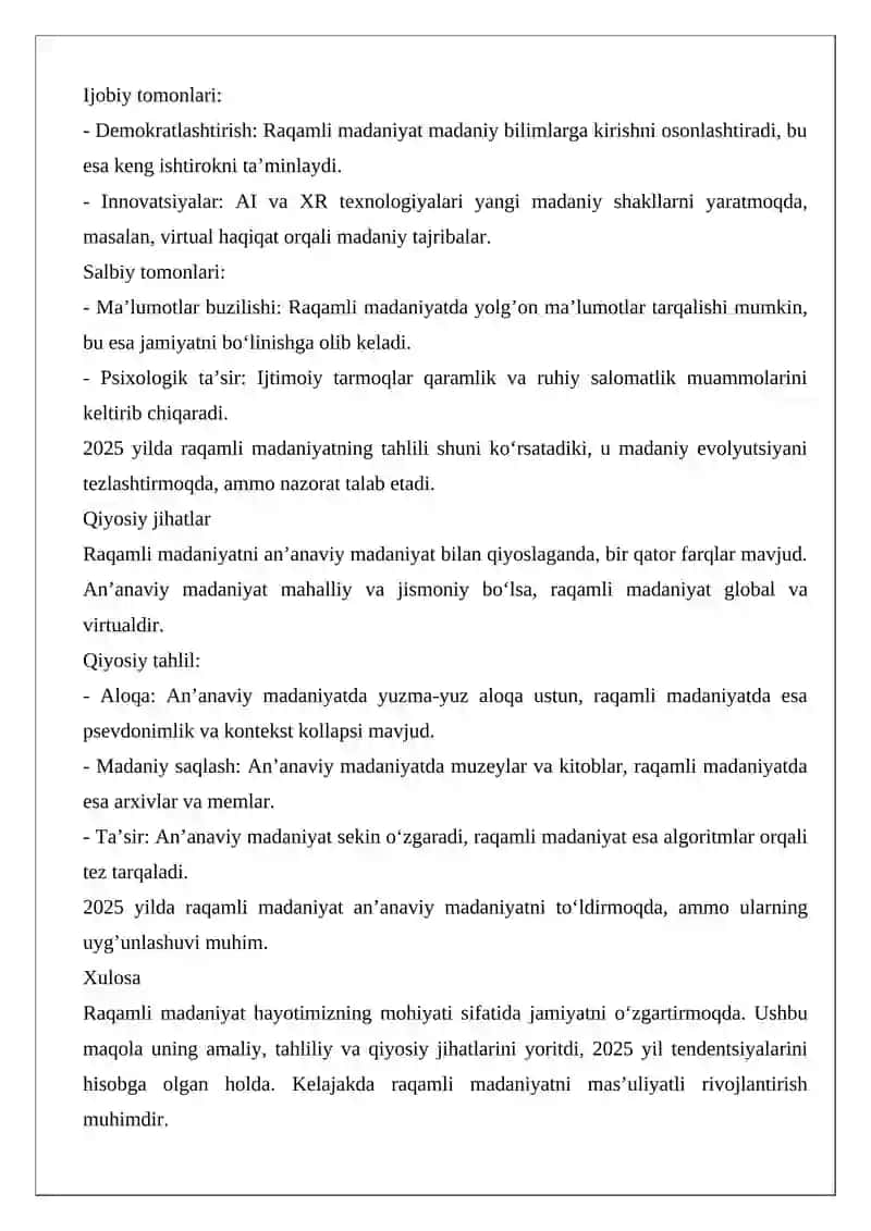 Raqamli madaniyatning hayotimizdagi mohiyati 4