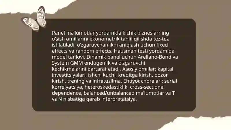 Kichik biznes va xususiy tadbirkorlik subʼektlari faoliyatini tahlil qilishda ekonometrik modellaridan foydalanish 4