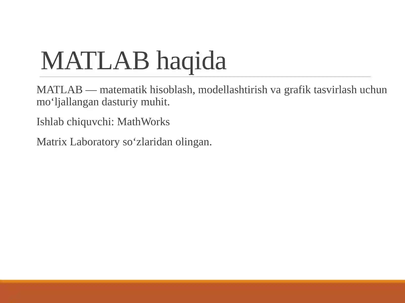 MATLAB muhitida oddiy hisoblashlar 4