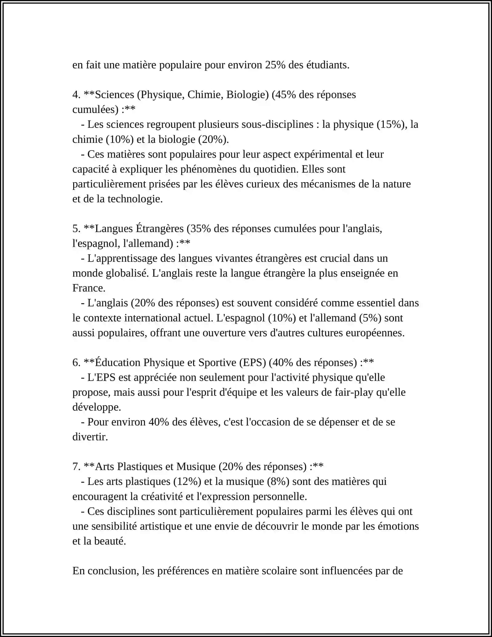 Mes matières préférées 4