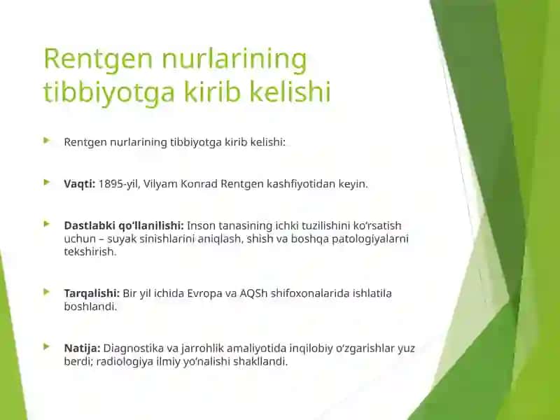Rentgen nurlarini o‘rganish tarixi,suyak va bo‘g‘imlar rivojlanishini rentgen nurlari yordamida o’rganish 4