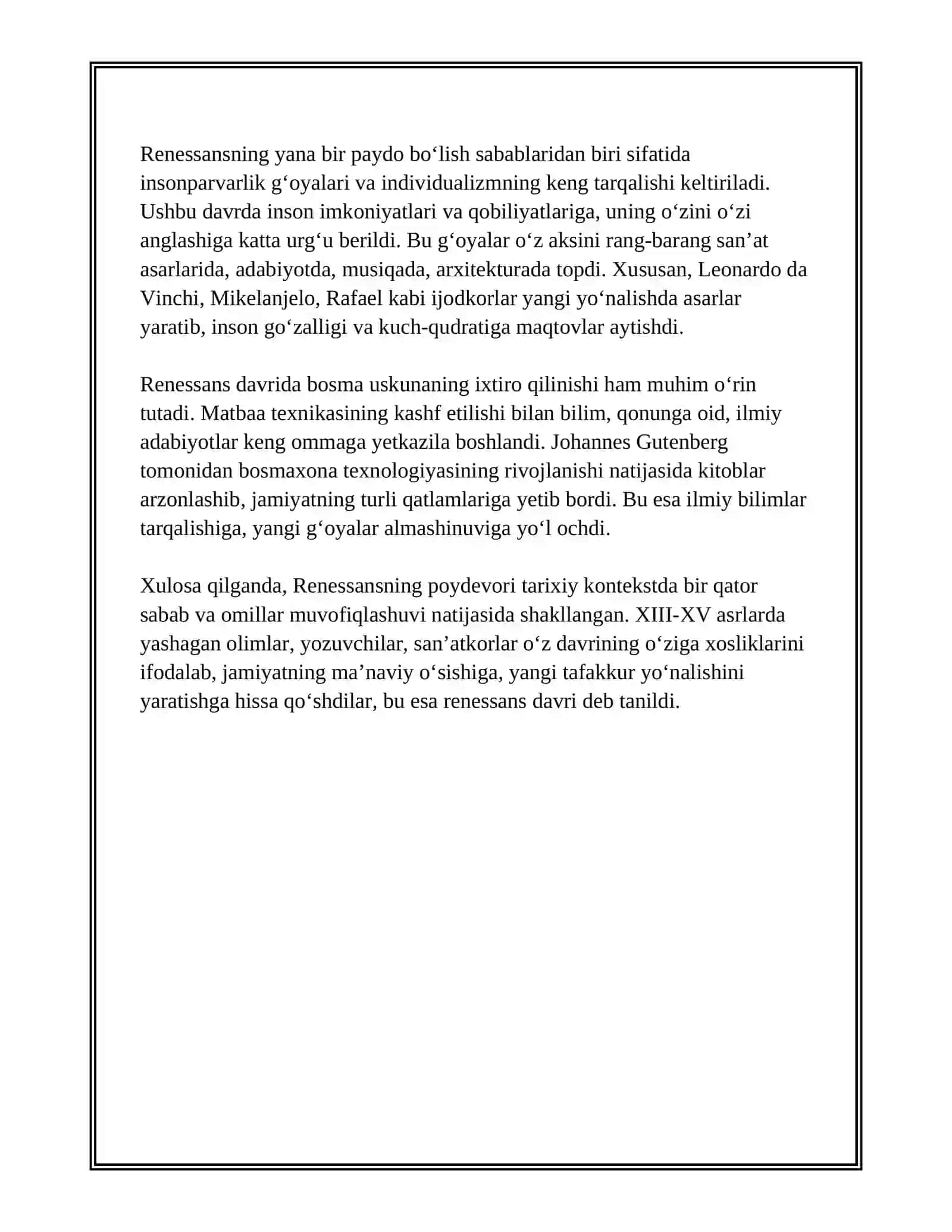 RENESSANS POYDEVORI MAVZUSI 4
