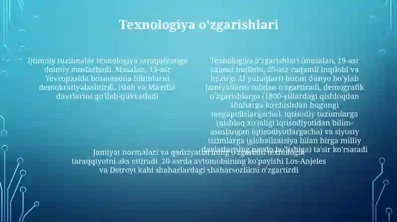 Tarix davomida jamiyat o'zgarishlari 4
