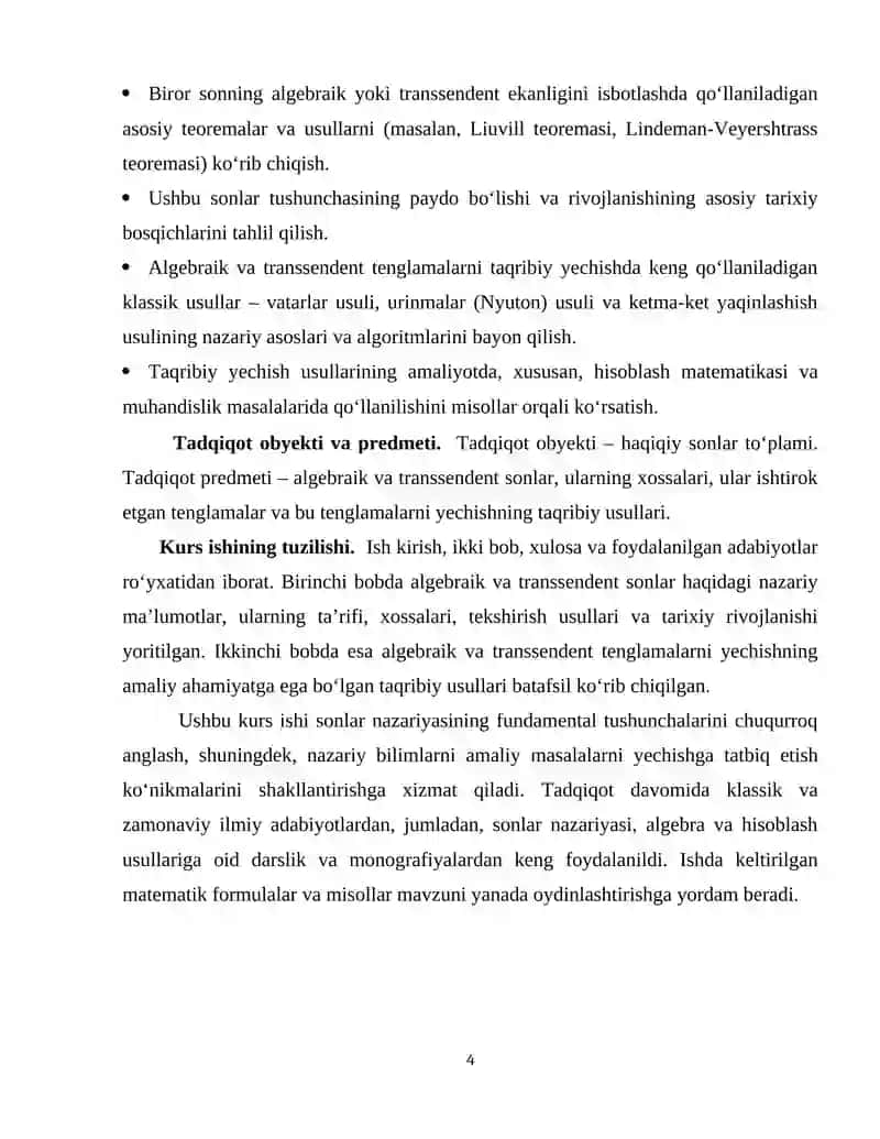 Algebraik va transsendent sonlar 4