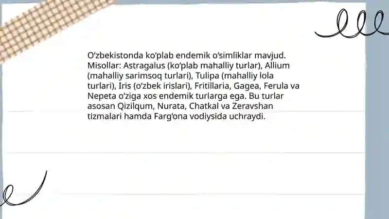 Endemik turlar haqida 4