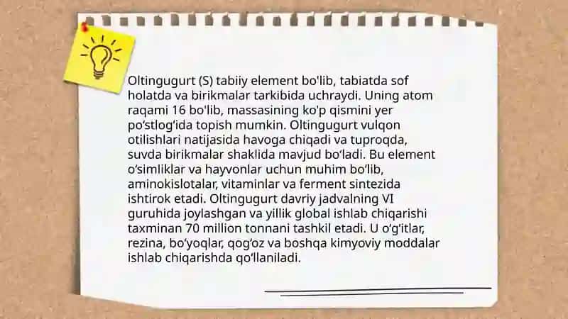 Oltingugurtning kimyoviy xossalari 4