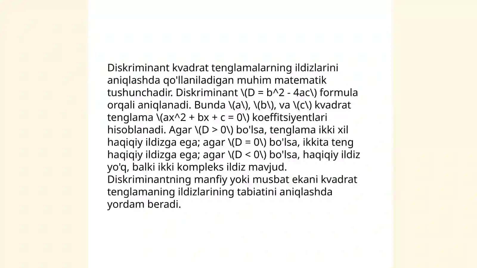 Kvadrat tenglama 4