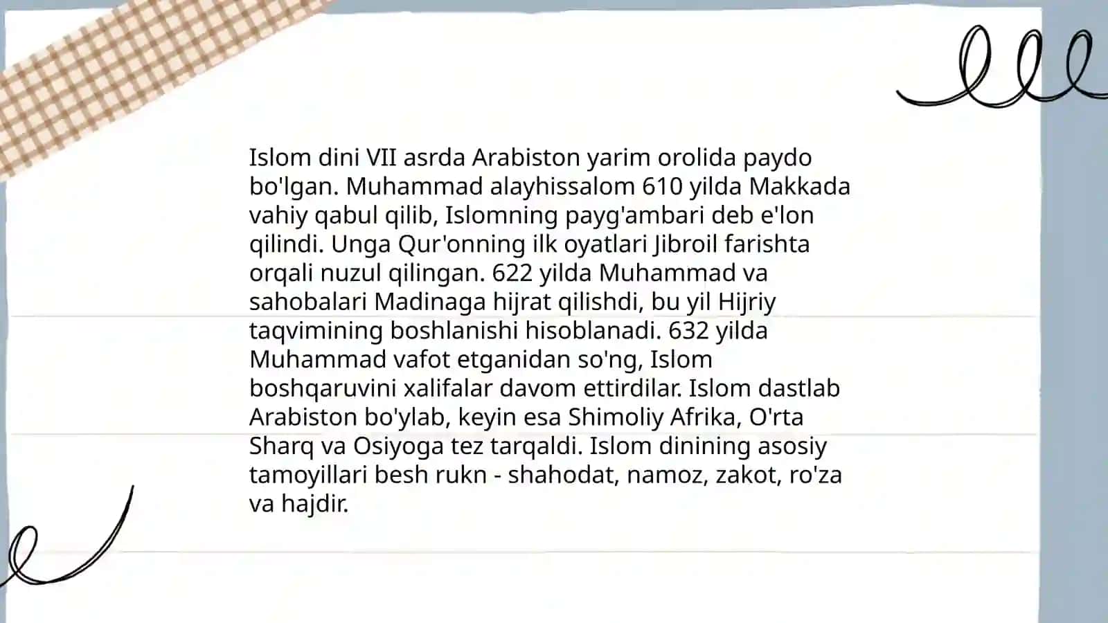 "Muxtasar islom tarixi" risolasi 4