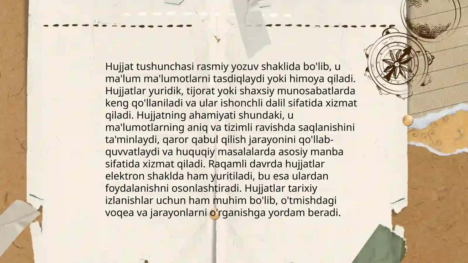 Hujjatchilik tarixi.Hujjatlarning turlari 4