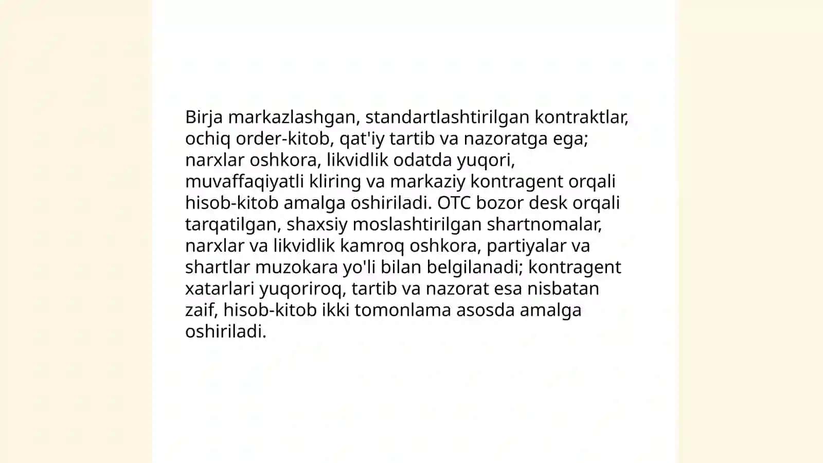Birja va birjadan tashqari bozor 4