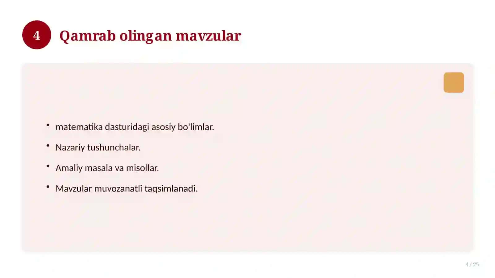 5-sinf matematika test 4