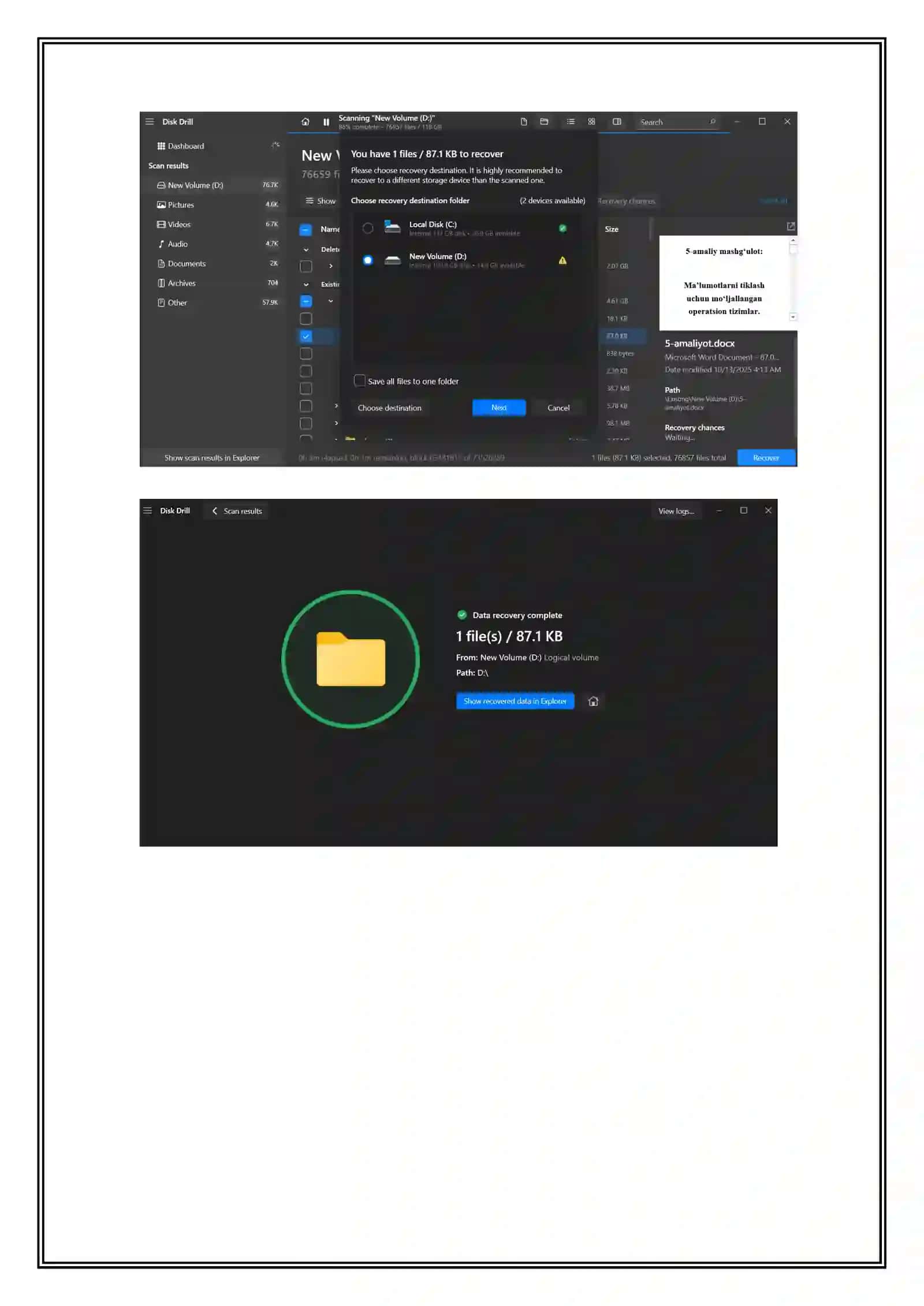Windows Professional tizimlarda fayllar va tasvirlarn tiklashning yangi usullari 4