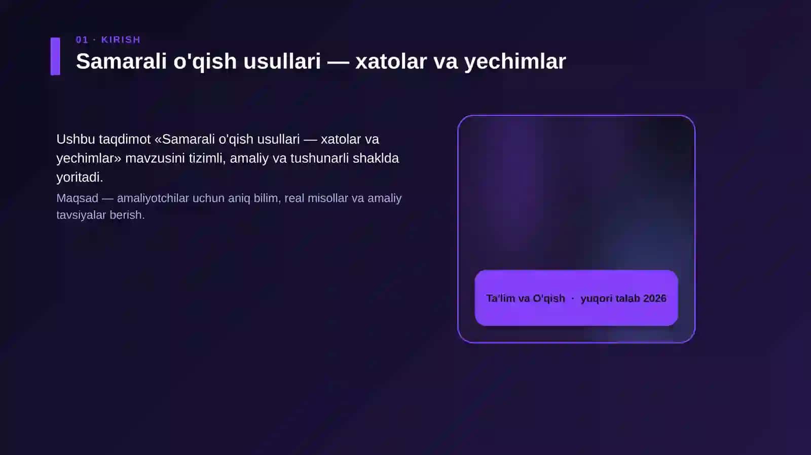 Samarali o'qish usullari — xatolar va yechimlar 4