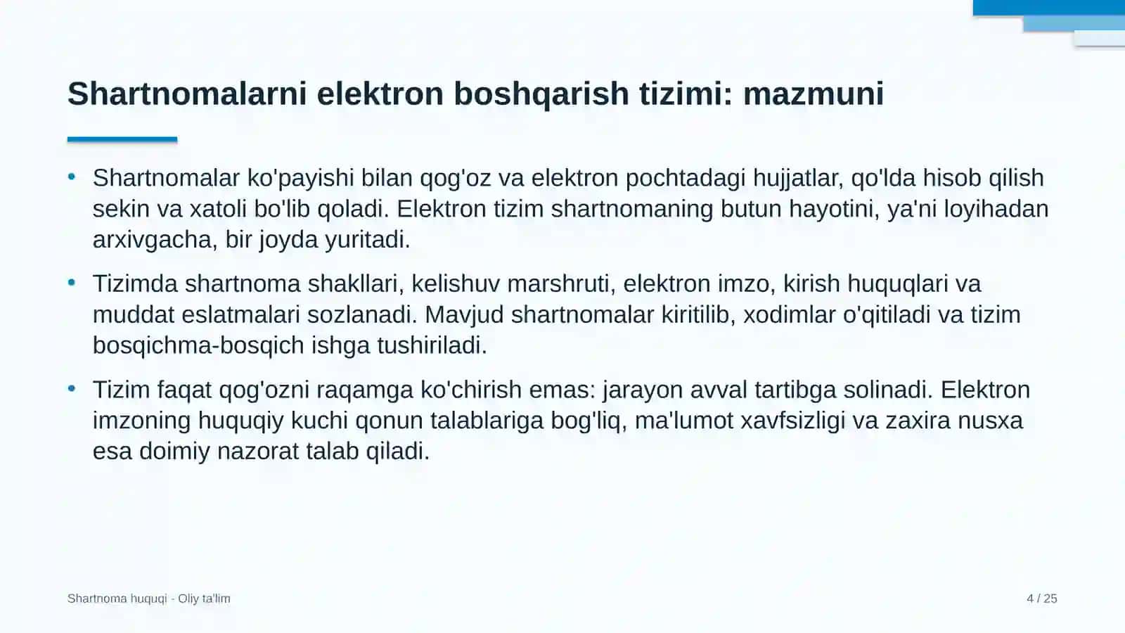 Lizing kompaniyalarida shartnomalarni elektron shaklda boshqarish tizimi 4
