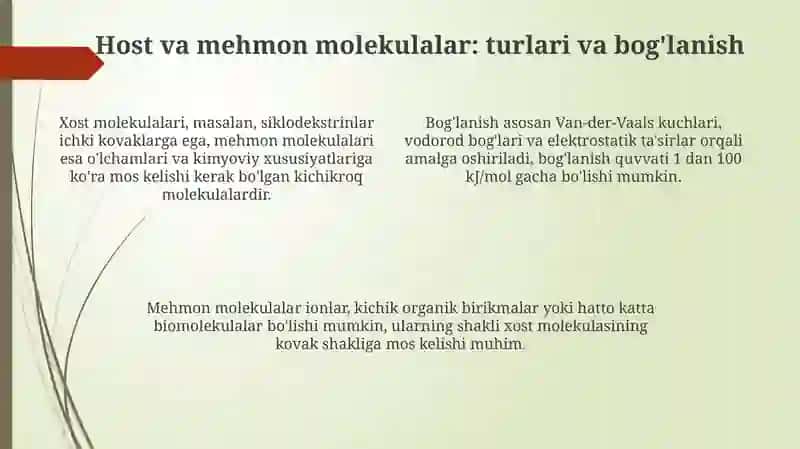 Mexmon-mezmon tipdagi molekular komplekslar 4