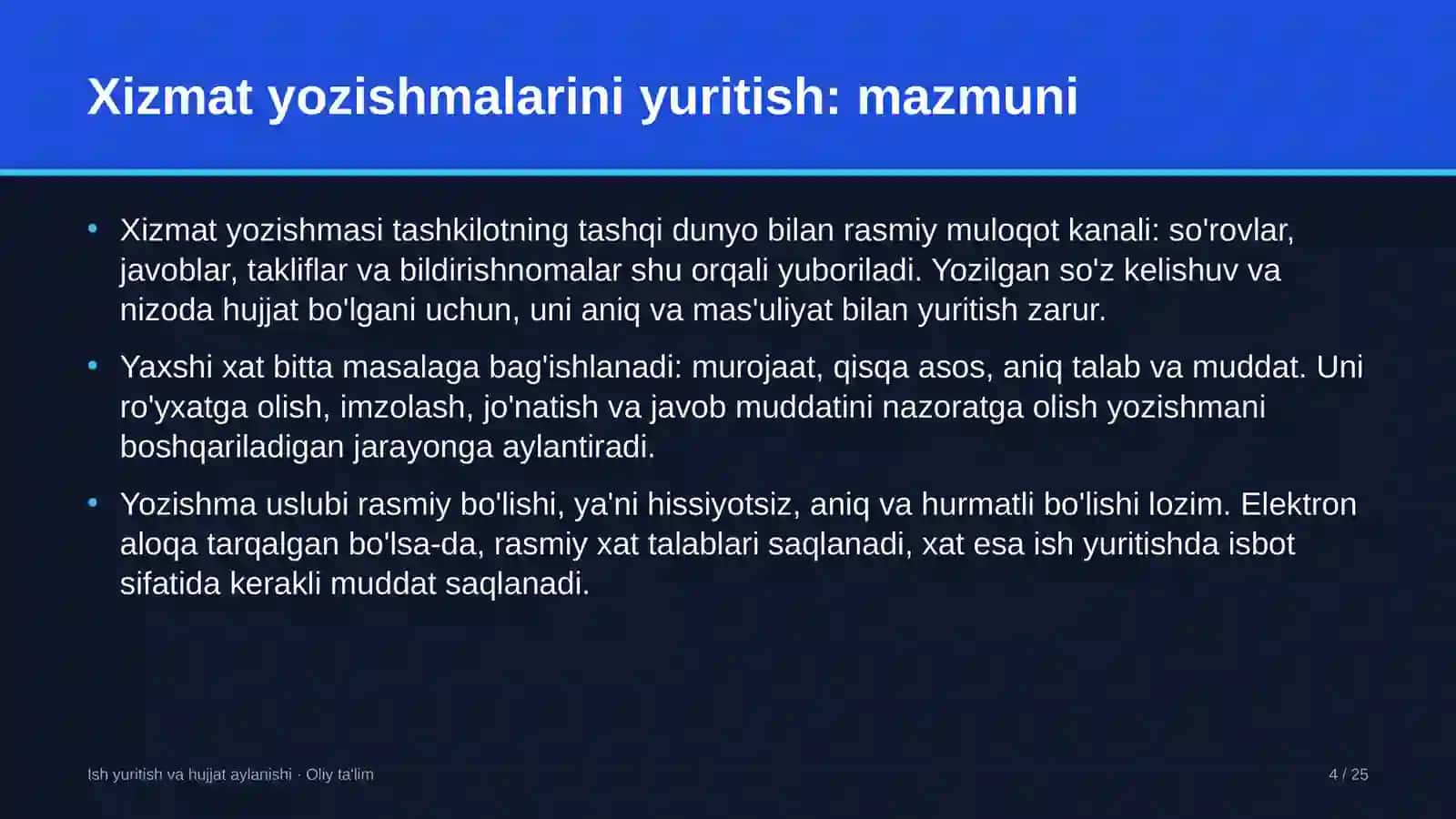 Ekstremal turizmda xizmat yozishmalarini yuritish 4