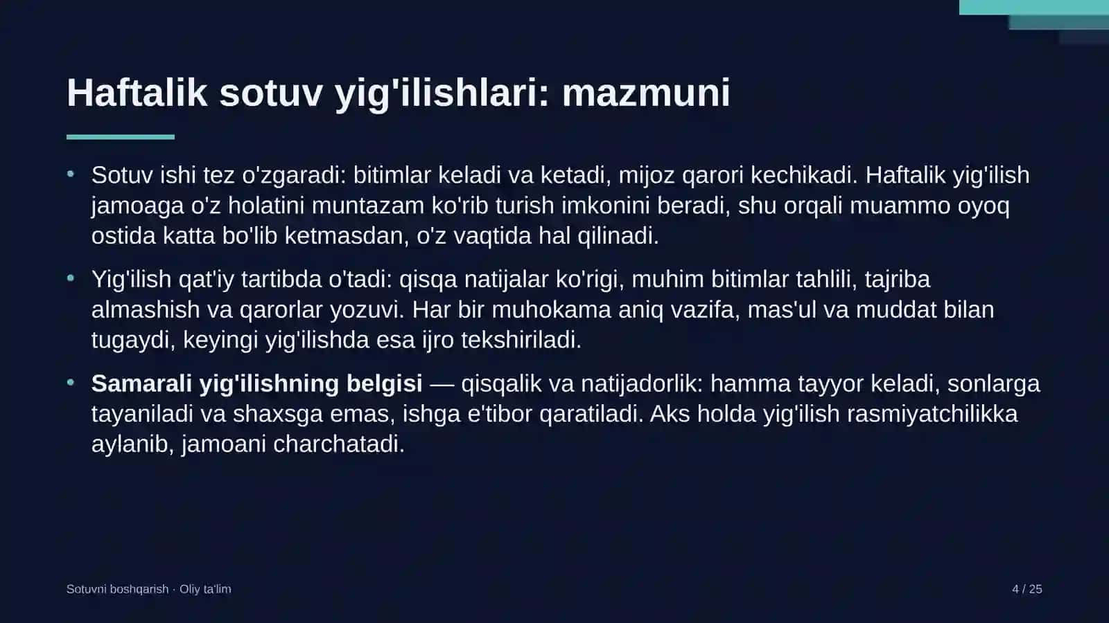 [SOTUVNI BOSHQARISH · OLIY TA'LIM] 4