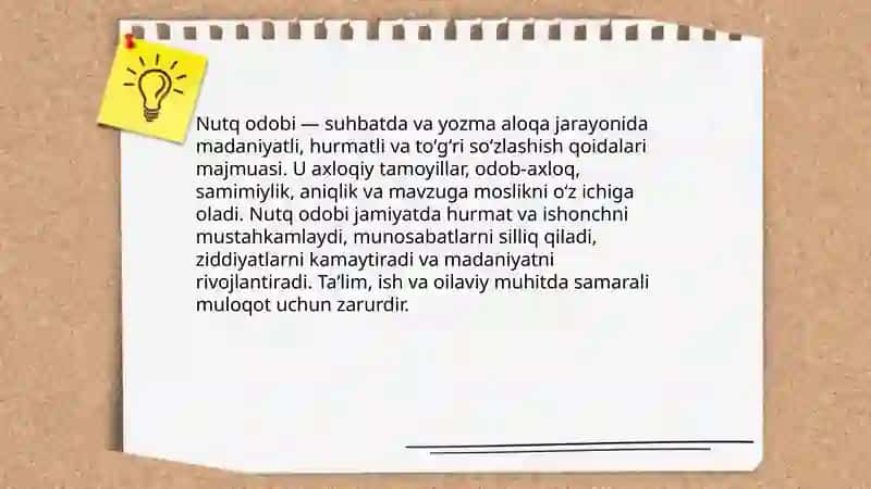 Til va nutq. Nutq odobi. Nutqiy etiket 4