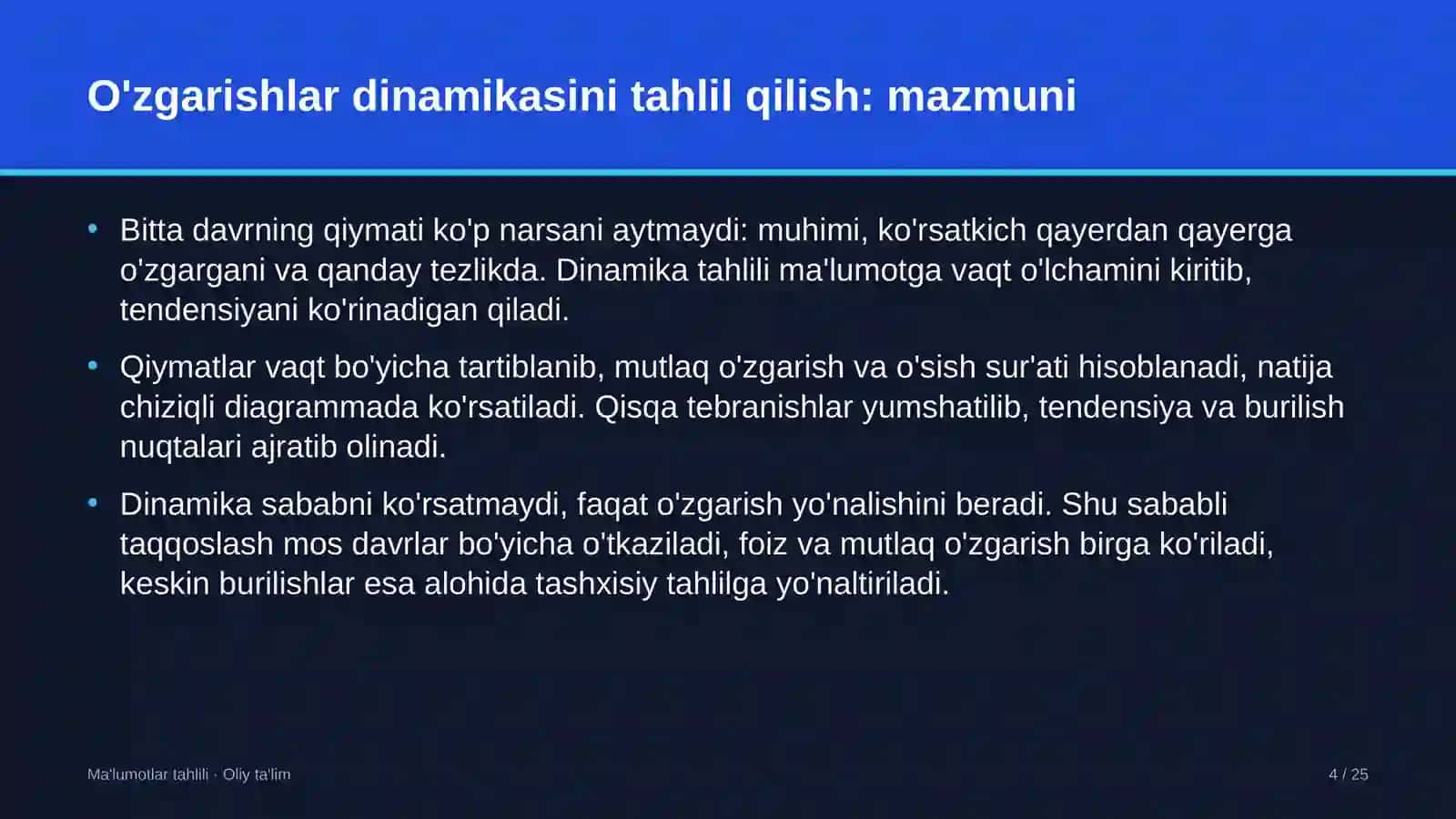 oshxonalarda o'zgarishlar dinamikasini tahlil qilish 5651 4