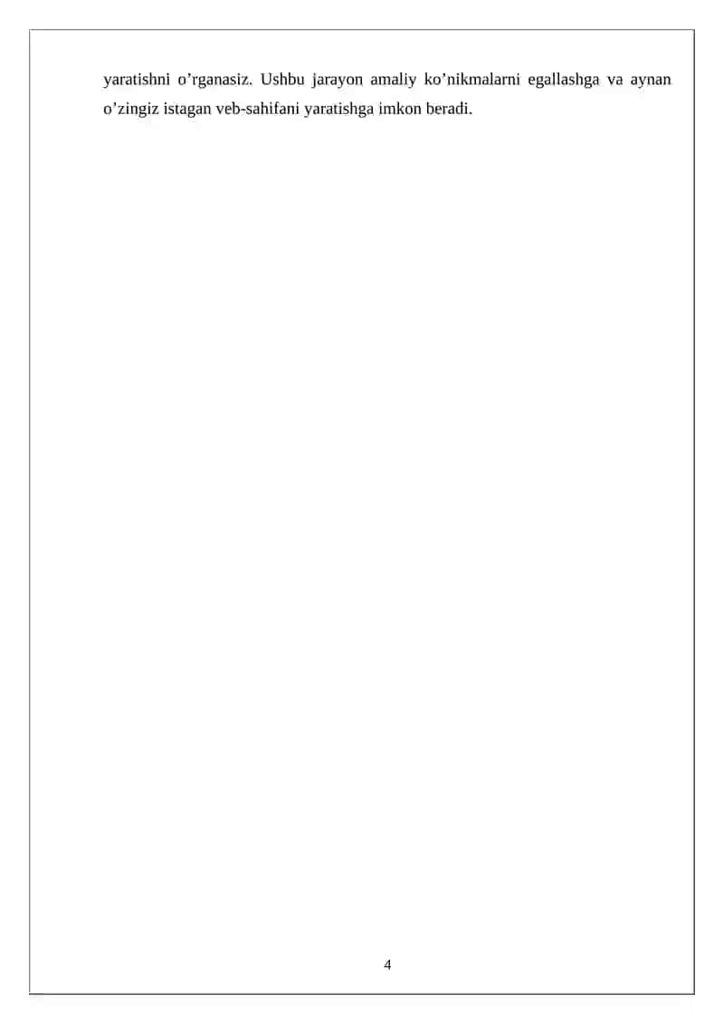 HTML tilida web sahifa yaratish 4