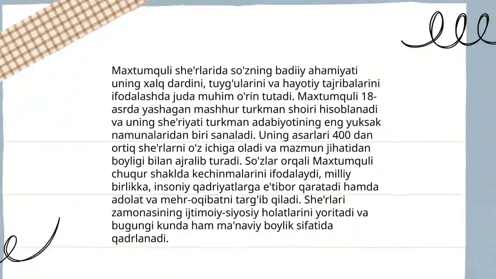 Maxtumquli ijodida sôzga e'tibor 4