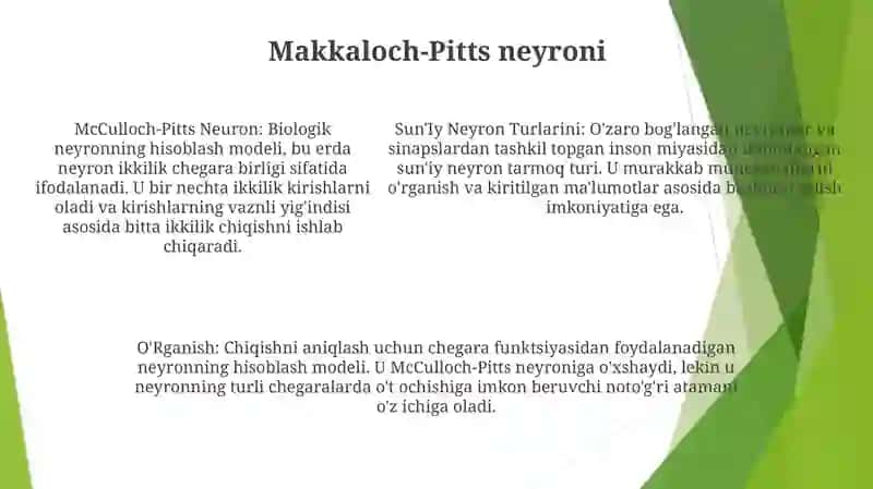 Sun'Iy Neyron Turlarini O'Rganish 4