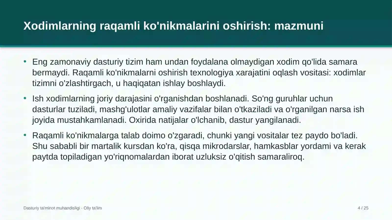Harbiy ta'lim muassasalarida xodimlarning raqamli ko'nikmalarini oshirish 4
