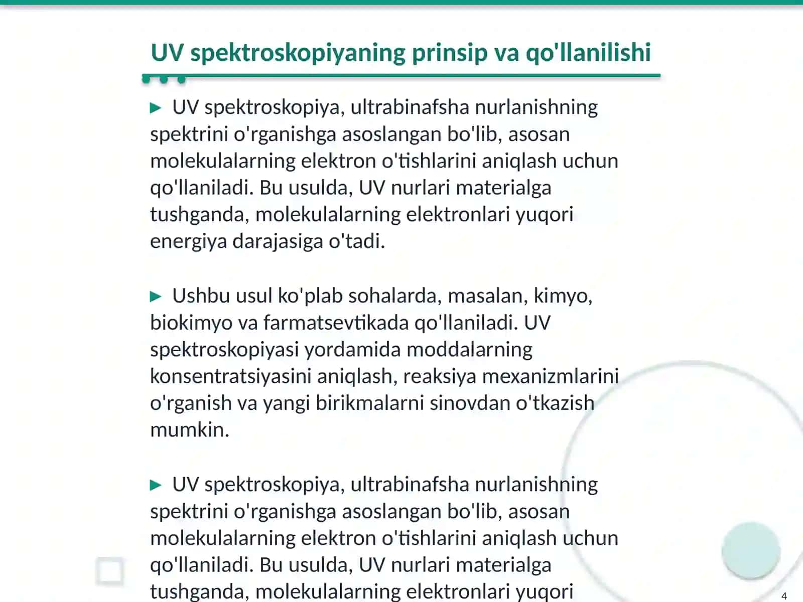 Optik spektroskopiyaning asoslari 4