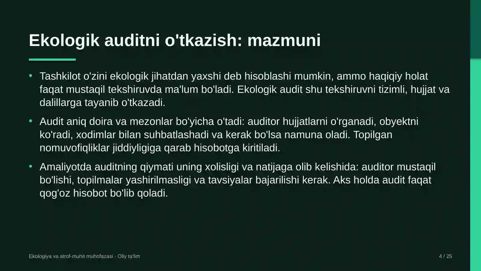 tamaki sanoatida ekologik auditni o'tkazish 5242 4