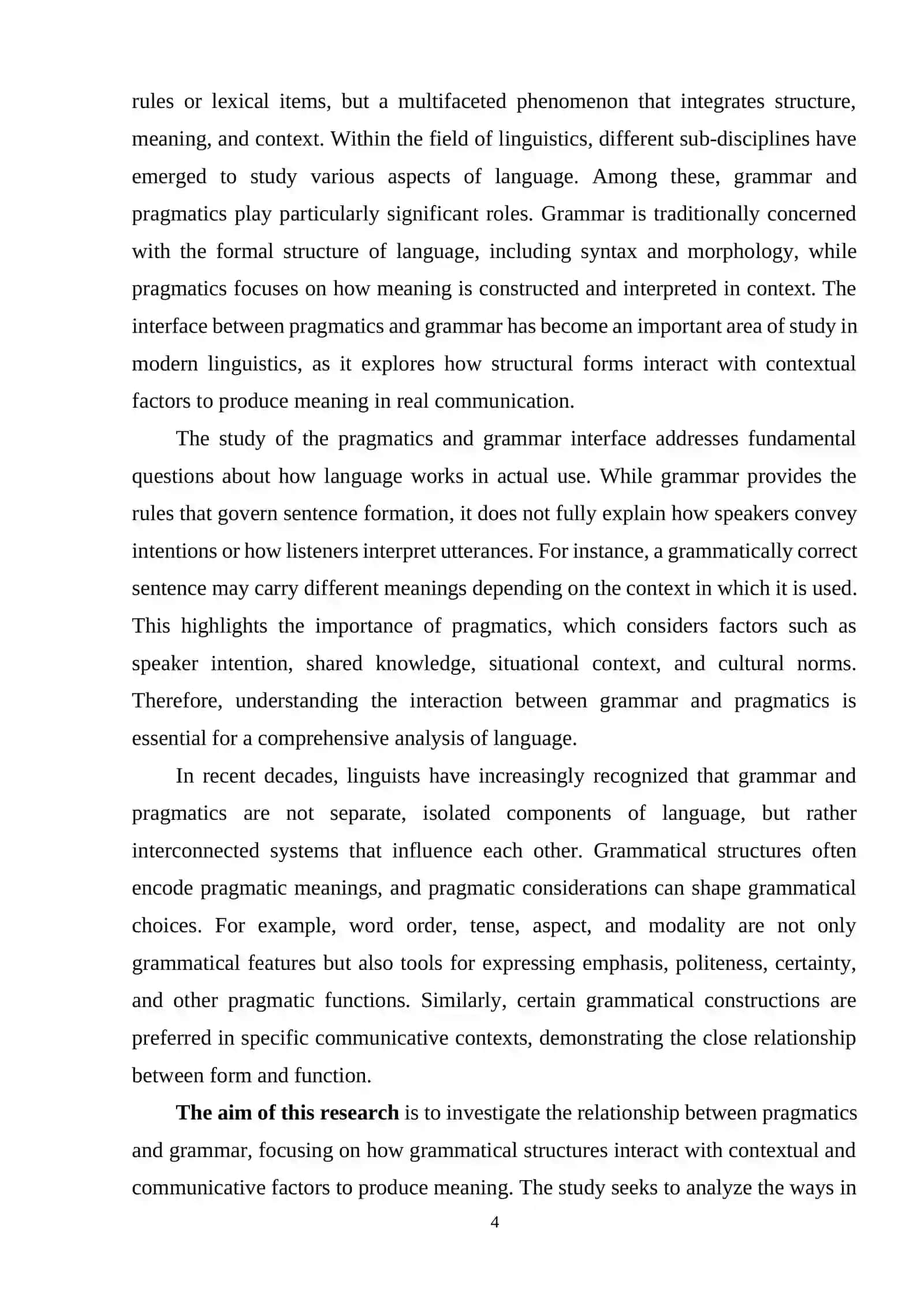 Pragmatics and Grammar Interface 4