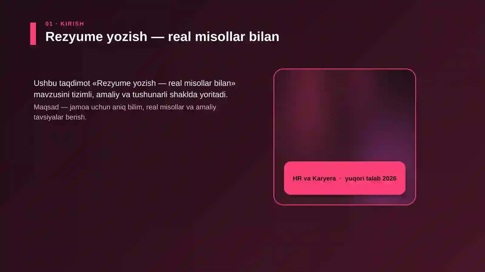 Rezyume yozish — real misollar bilan 4