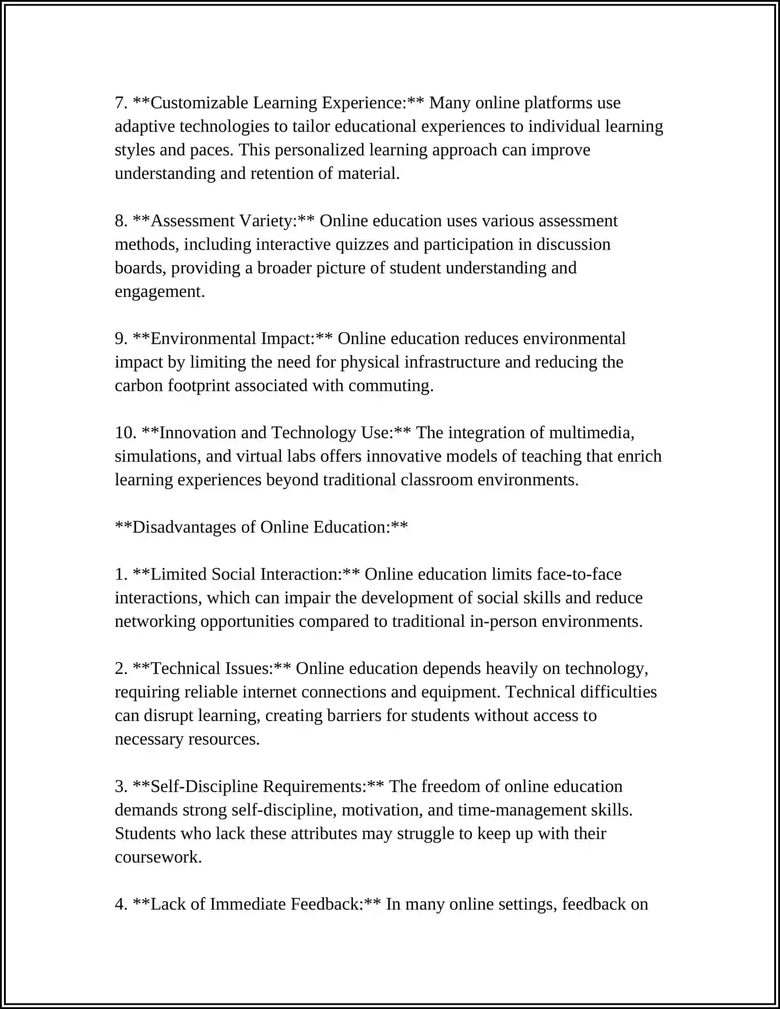ADVANTAGES AND DISADVANTAGES ESSAY 4