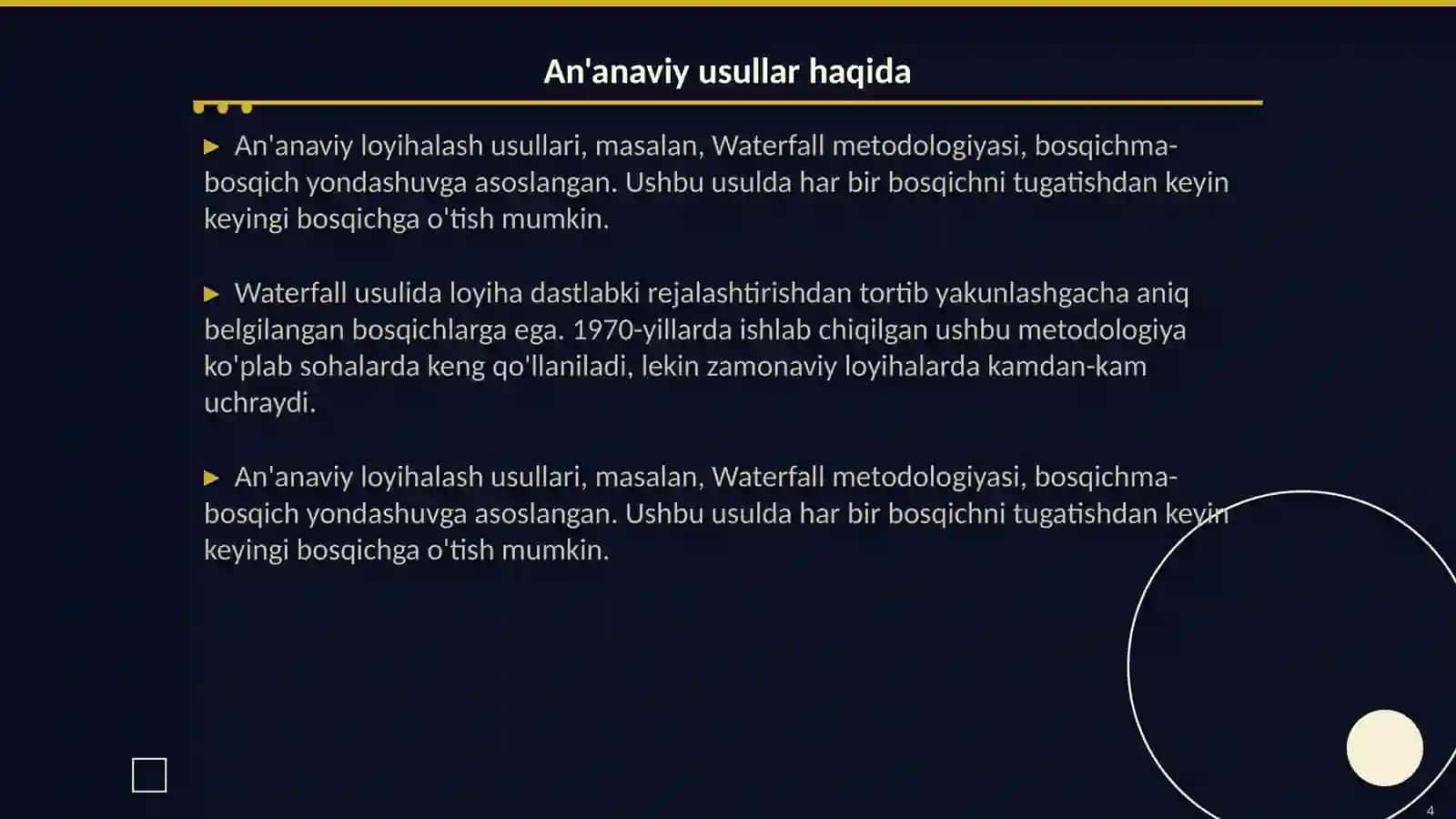 Loyihalash usullari 4