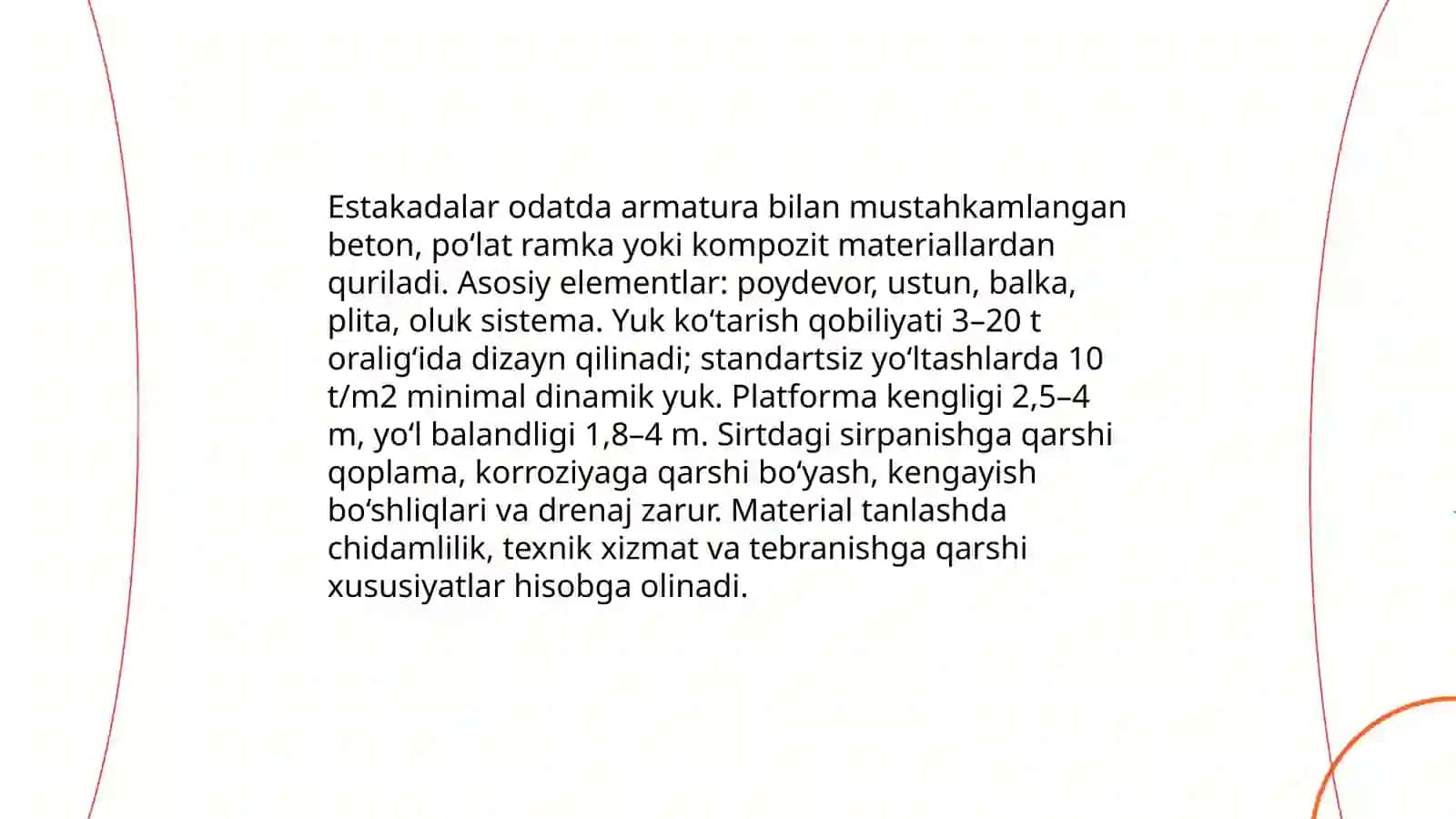 Estakadalar va ko‘rish chuqurchalari 4