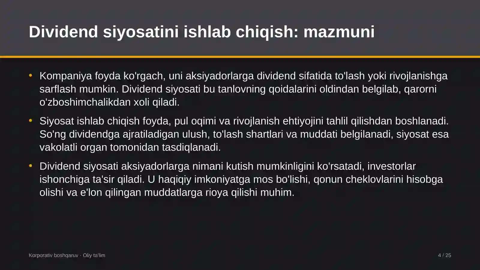 elektr ta'minoti korxonalarida dividend siyosatini ishlab chiqish 8831 4