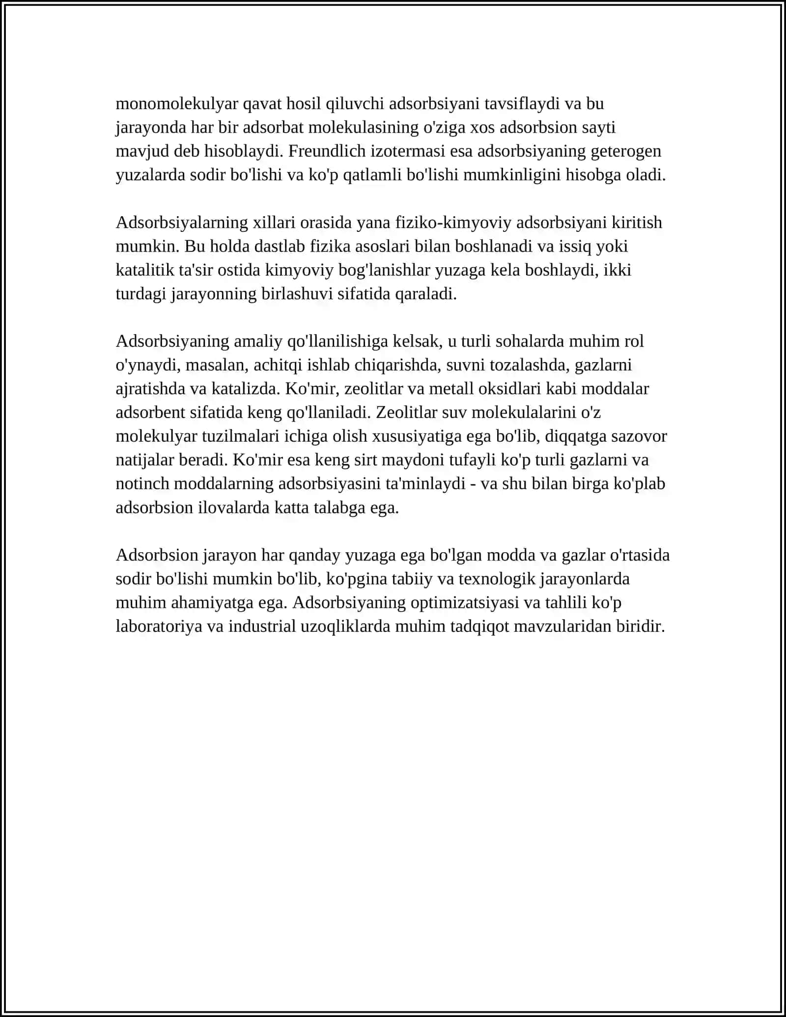 SIRT HODISALAR. ADSORBSIYA 4