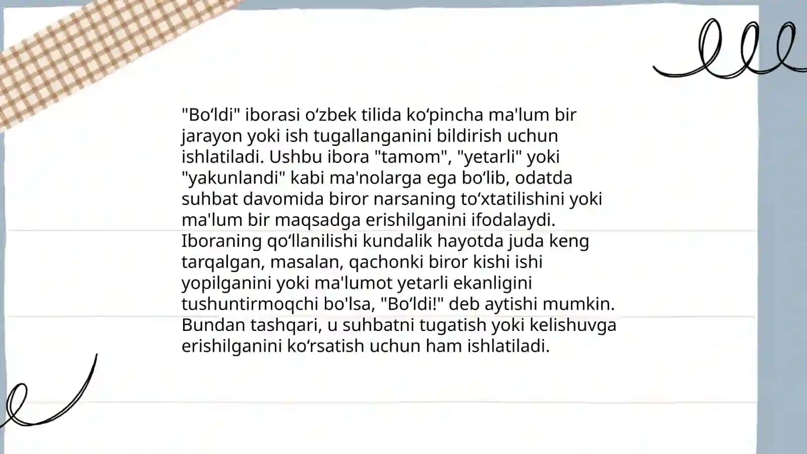 Boʻldi iborasi 4
