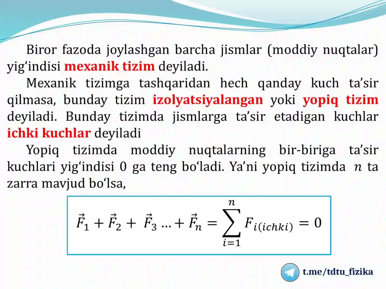 MEXANIKADA SAQLANISH QONUNLARI 4