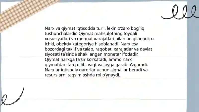 Narxning mohiyati va shakillanishi 4